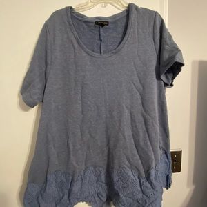French terry knit Lane Bryant top with lace hem